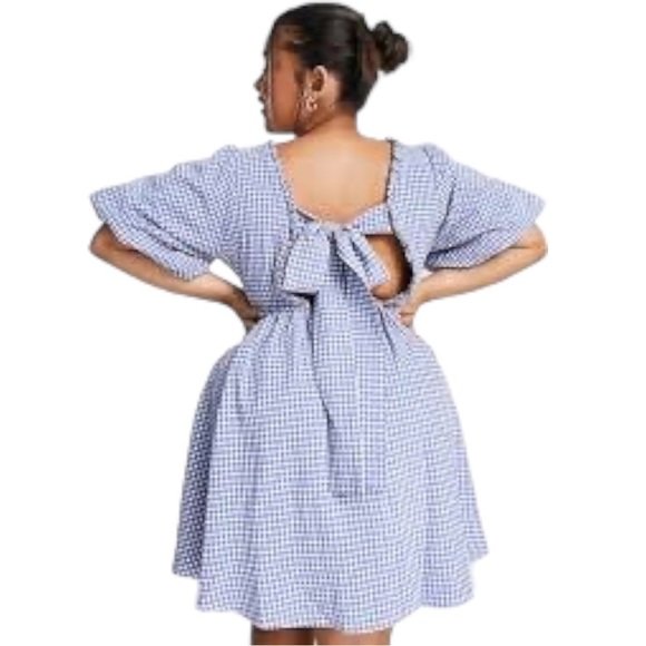 Sister Jane Pebble Gingham Mini Dress in Blue/White Sz 16 - Picture 8 of 15